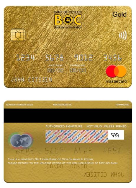 Sri Lanka Bank of Ceylon bank mastercard gold